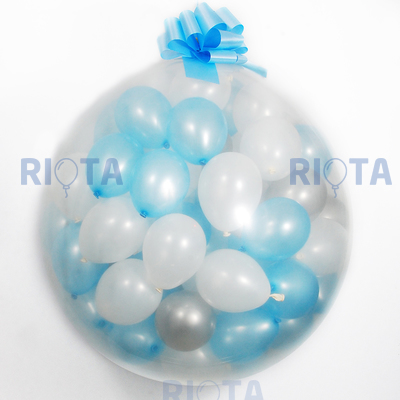 Большой шар-сюрприз с голубыми и белыми шариками, 60 см