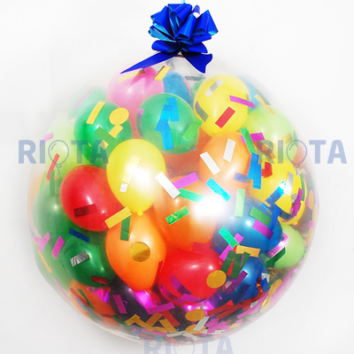 Большой шар-сюрприз с разноцветными шариками, конфетти и бантом, 60 см