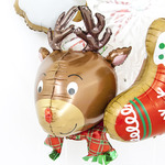 Фигурный шар Голова новогоднего оленя с шарфиком, 89 см
