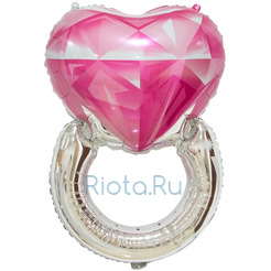 Фигурный шар Розовое кольцо-сердце, 81 см