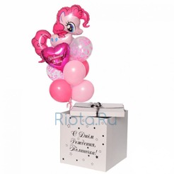 Коробка сюрприз с шарами "С Днём Рождения, Пинки Пай"