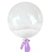 Шар-пузырь прозрачный, с белыми перьями, 60 см