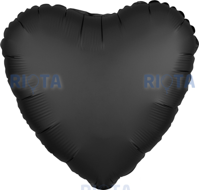 Шар-сердце Черный сатин, 46 см