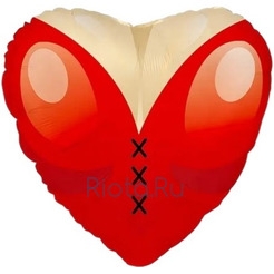 Шар-сердце Мадам Си-Си, красное платье, 46 см
