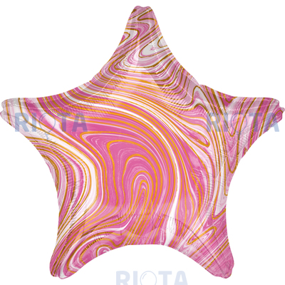 Шар-звезда Мрамор, розовый, 46 см