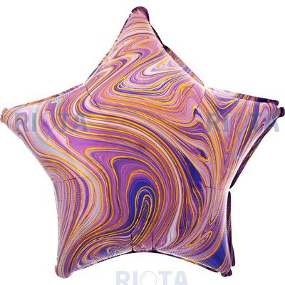 Шар-звезда Мрамор, сиреневый, 46 см