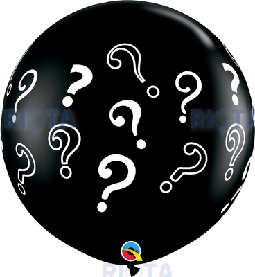 Большой шар Чёрный со знаками вопроса, 76 см