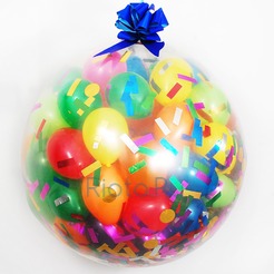 Большой шар-сюрприз с разноцветными шариками, конфетти и бантом, 90 см
