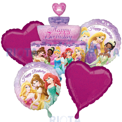 Букет шаров Принцессы С днем рождения, торт