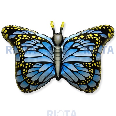 Фигурный шар Бабочка голубая с желтым, 97 см