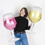 Фигурный шар Бокал с розовым шампанским и кубиками льда, 94 см