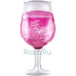 Фигурный шар Бокал с розовым шампанским и кубиками льда, 94 см 