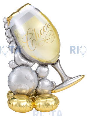 Ходячий шар Бокал с шампанским и пузырьками, 129 см