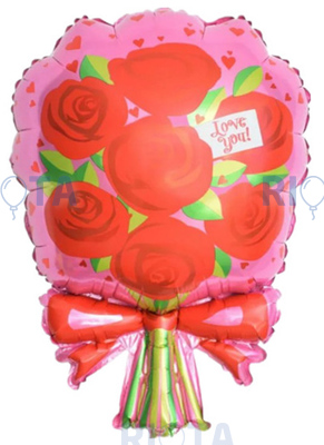 Фигурный шар Букет роз, розовый, 66 см