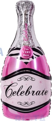 Фигурный шар Бутылка розового шампанского, 99 см