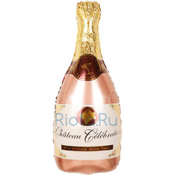 Фигурный шар Бутылка с розовым шампанским, 102 см