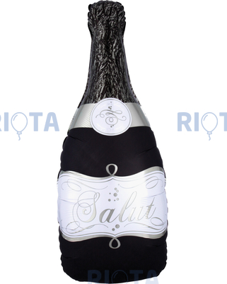 Фигурный шар Бутылка шампанского, черная, 91 см
