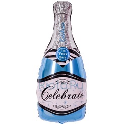 Фигурный шар Бутылка шампанского, голубая, 99 см