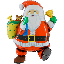 Фигурный шар добрый Дед Мороз с подарками, 76 см
