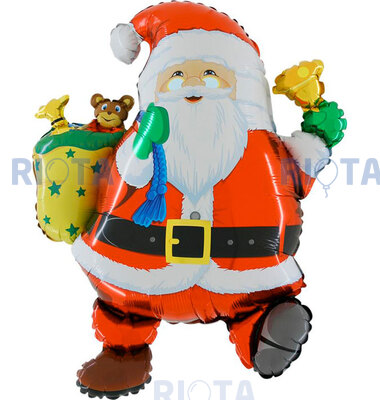 Фигурный шар добрый Дед Мороз с подарками, 76 см