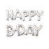 Фигурный шар-гирлянда Happy B-day, серебряный, 90 см