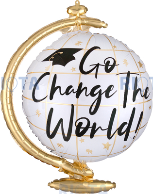 Фигурный шар Глобус на Выпускной, Go change the world, 58 см