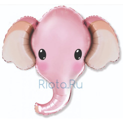 Фигурный шар Голова слоненка, розовая, 99 см