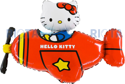Фигурный шар Hello Kitty на красном самолете, 91 см