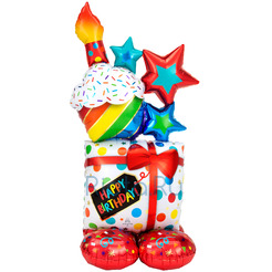 Ходячий шар Кекс с подарком в день рождения, 149 см