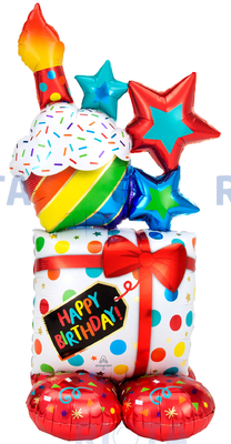 Ходячий шар Кекс с подарком в день рождения, 149 см
