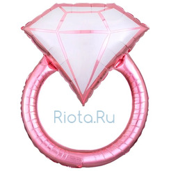 Фигурный шар Кольцо с бриллиантом, нежно-розовое, 76 см