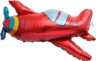 Фигурный шар красный Самолет с пропеллером, 97 см