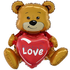 Фигурный шар Медвежонок и красное сердечко, 50 см
