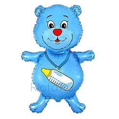 Фигурный шар Медвежонок с бутылочкой голубой, 94 см