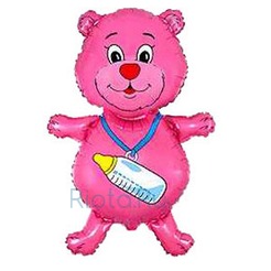 Фигурный шар Медвежонок с бутылочкой розовый, 94 см