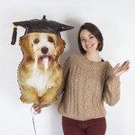 Фигурный шар Палевый щенок в шляпе выпускника, 81 см