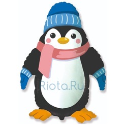 Фигурный шар Пингвин в синей шапочке, 98 см