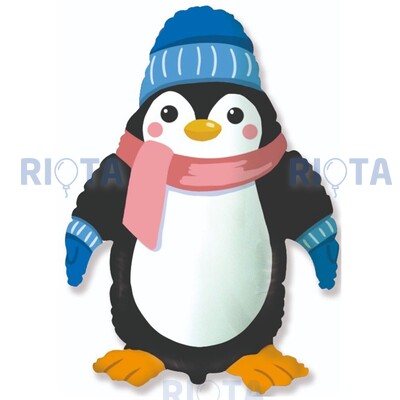 Фигурный шар Пингвин в синей шапочке, 98 см