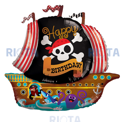 Фигурный шар Пиратский корабль Happy Birthday, 91 см