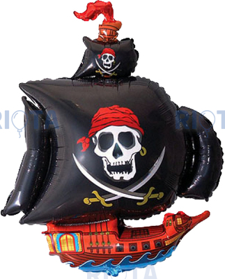 Фигурный шар Пиратский корабль с чёрными парусами, 96 см