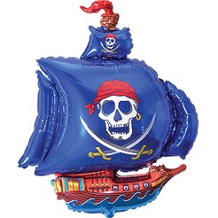 Фигурный шар Пиратский корабль с синими парусами, 96 см