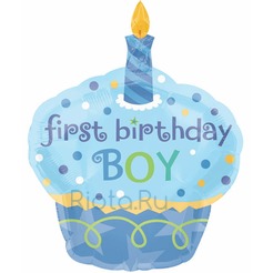 Фигурный шар Пирожное (Первый день рождения, мальчик), 86 см