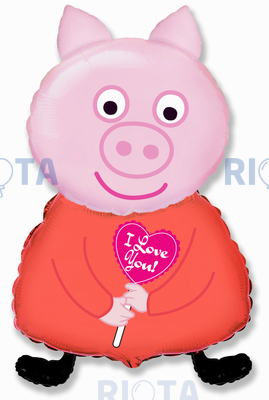 Фигурный шар Свинка Пеппа с сердцем, 81 см