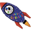 Фигурный шар Ракета, С Днём Рождения, 102 см