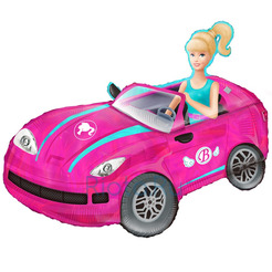 Фигурный шар Розовая машина и блондинка за рулем, 91 см