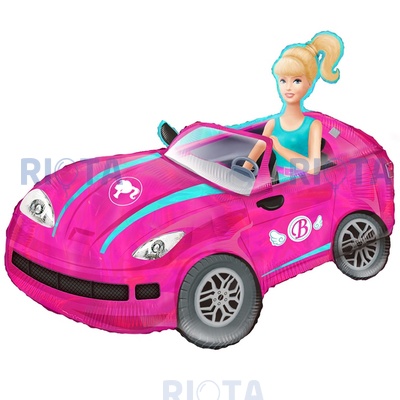 Фигурный шар Розовая машина и блондинка за рулем, 91 см