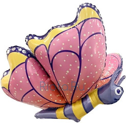 Фигурный шар Розово-сиреневая бабочка, 76 см