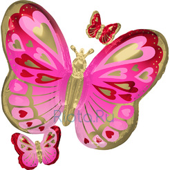 Фигурный шар Розовые бабочки, 73 см