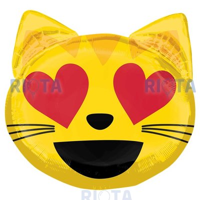 Фигурный шар Смайлик Кот, влюбленный, 78 см