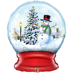 Фигурный шар Снежный шар со снеговиком и елочкой, 91 см 